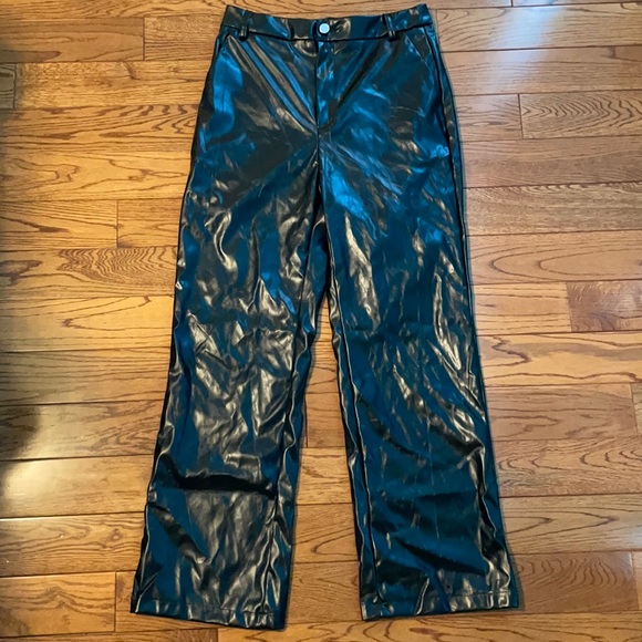 Pants - Black Wide leg leather pants